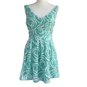 LUXXLL Dress SZ Medium HOCO Fit & Flare Fabric Flower Accents Fairy Whimsical